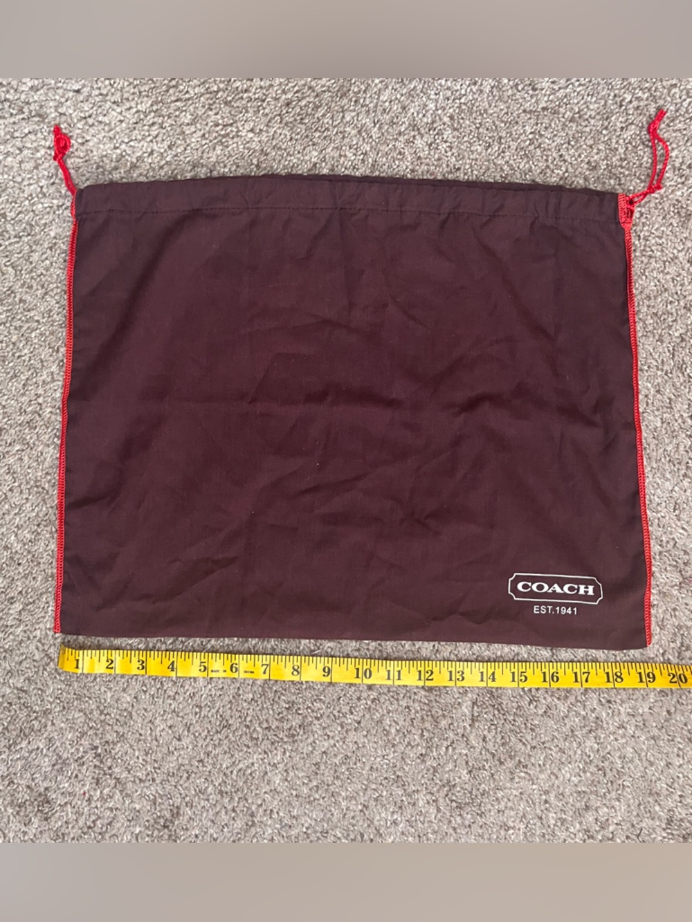 #4 Coach Burgundy Dust Bag with Red Trim and Logo